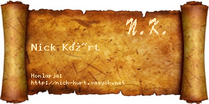 Nick Kürt névjegykártya